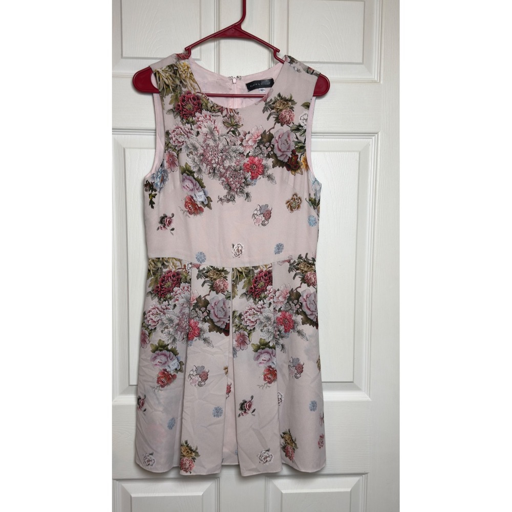 Slate & Willow Womens Floral Sleeveless‎ Pleated Fit & Flare Dress Pink Size 12